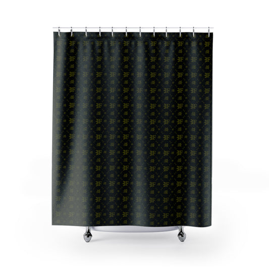 Forberz Shower Curtain - Black w/Gold Pattern - Classic