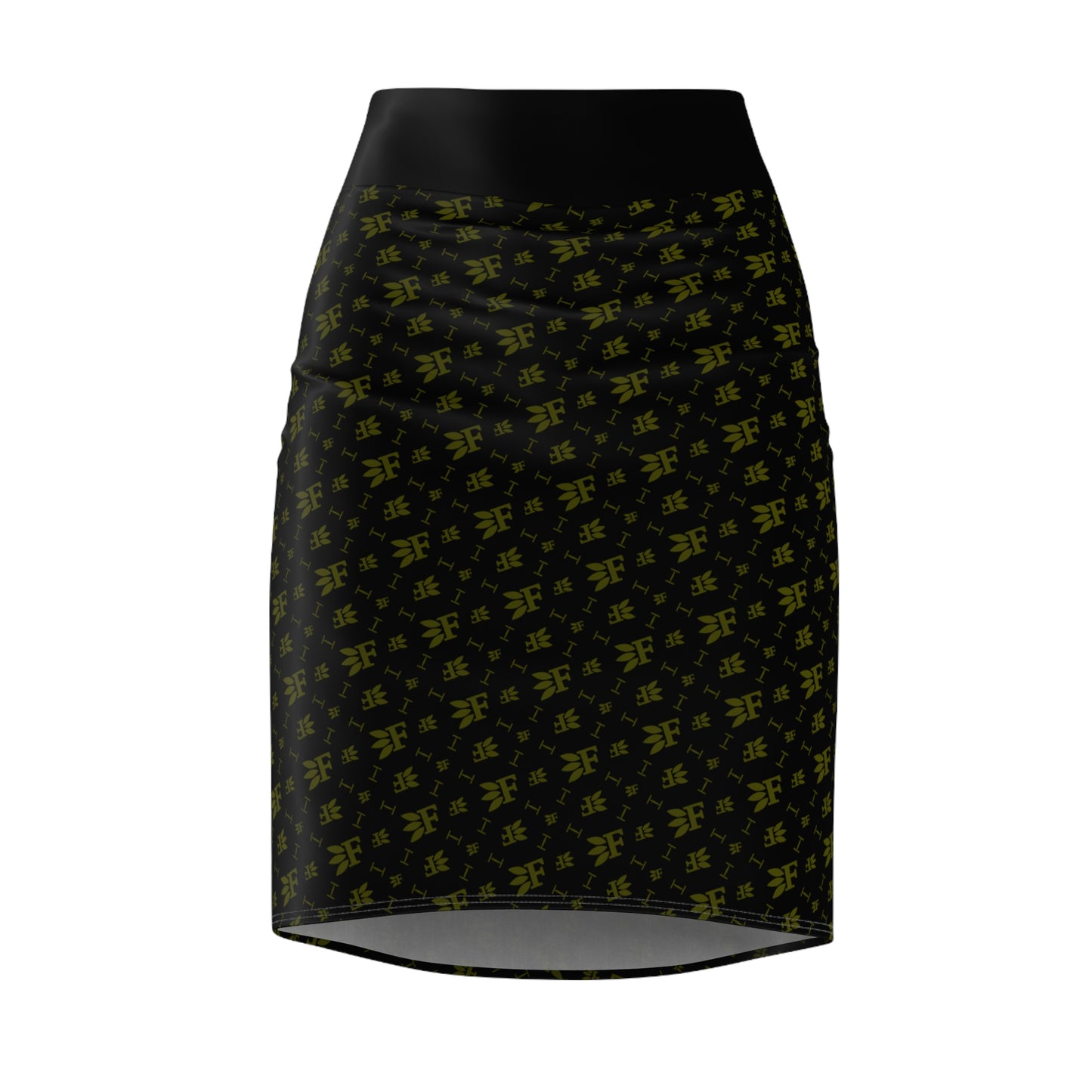 Forberz Women Pencil Skirt - Black w/Gold Pattern - 20 Style