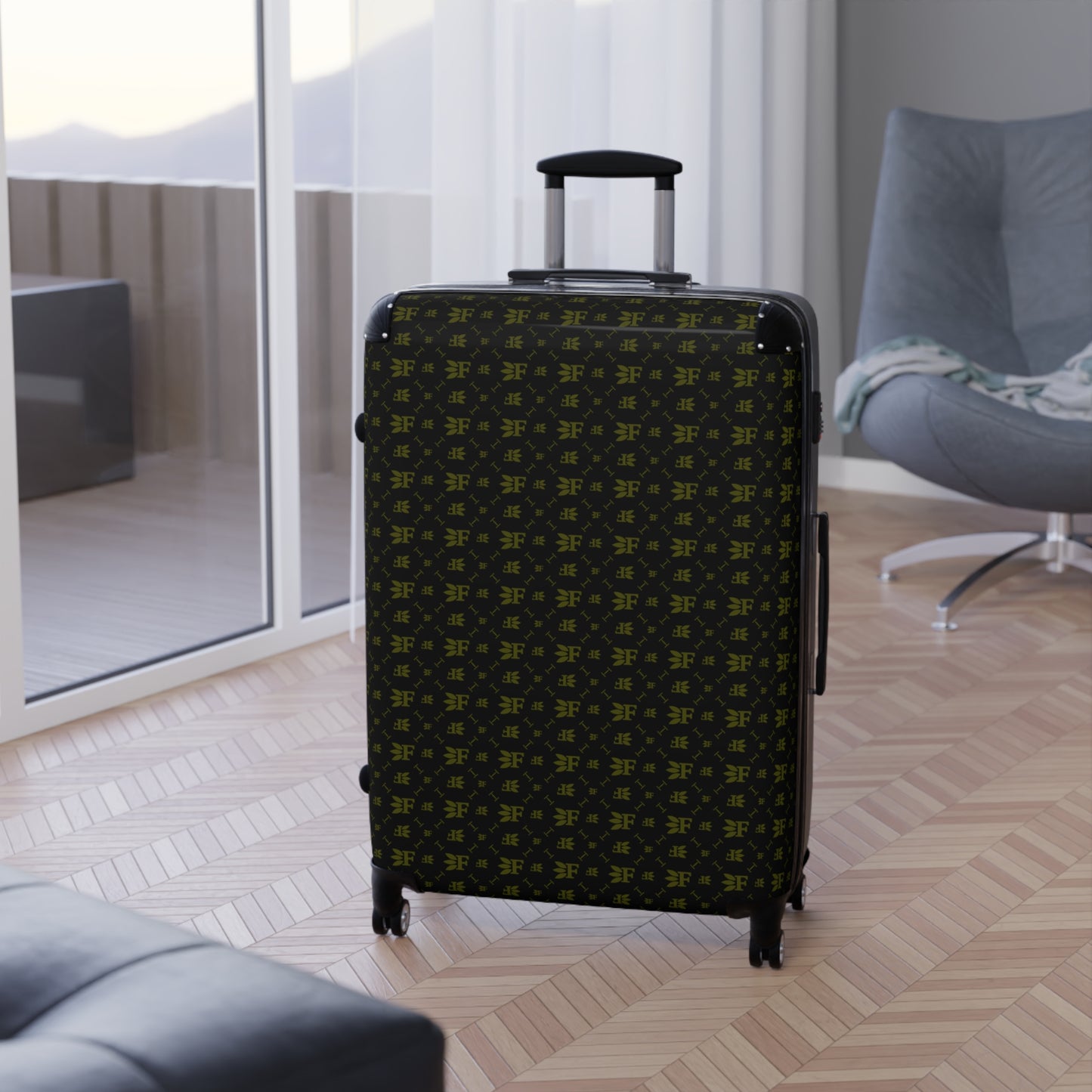 Forberz Suitcase - Black w/Gold Pattern