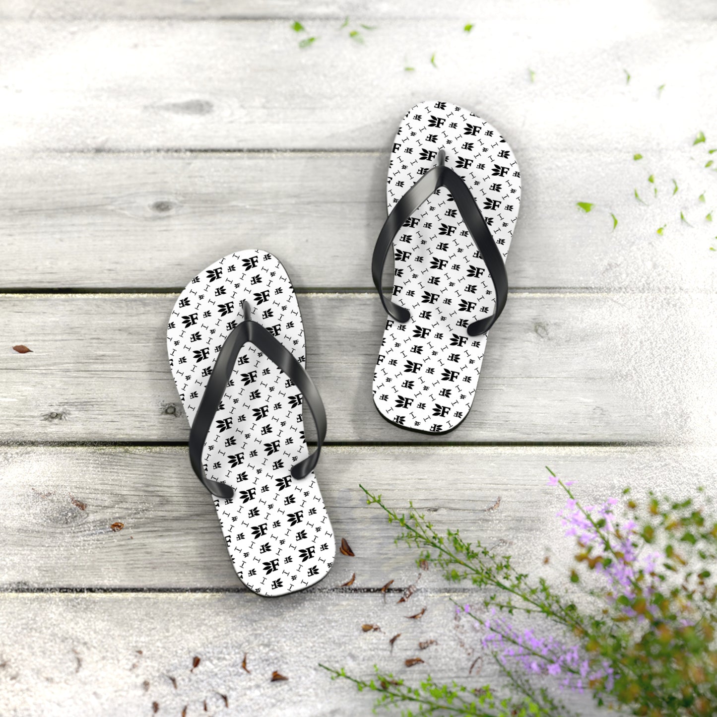 Forberz Flip Flops - White w/Black Pattern - Classic