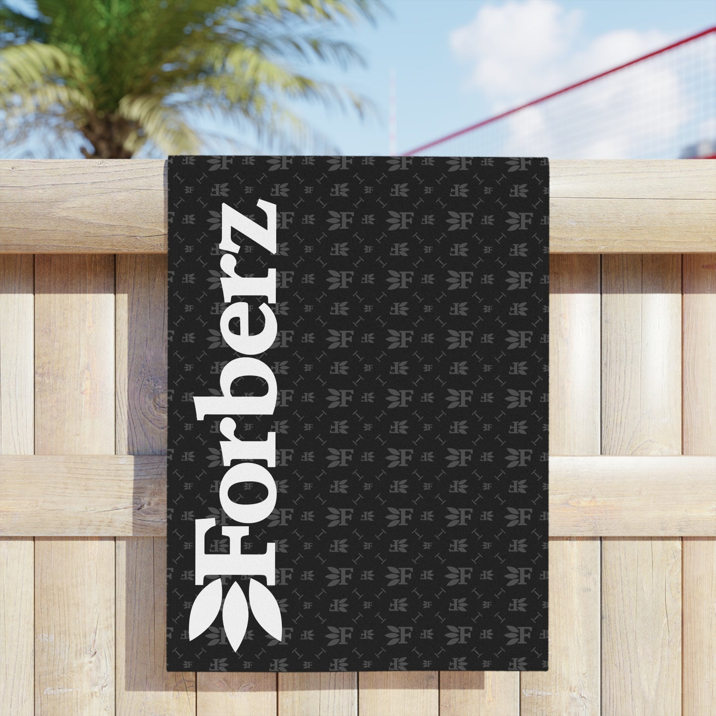 Forberz Beach Towel – Black w/Silver Pattern & Big Logo