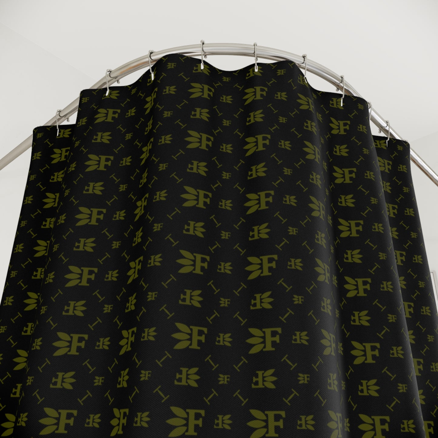 Forberz Shower Curtain - Black w/Gold Pattern - Classic