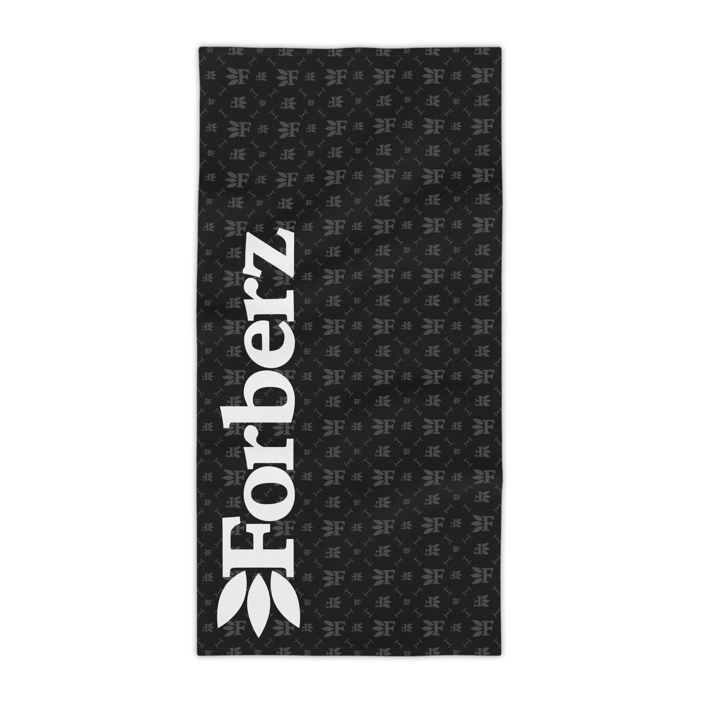 Forberz Beach Towel – Black w/Silver Pattern & Big Logo