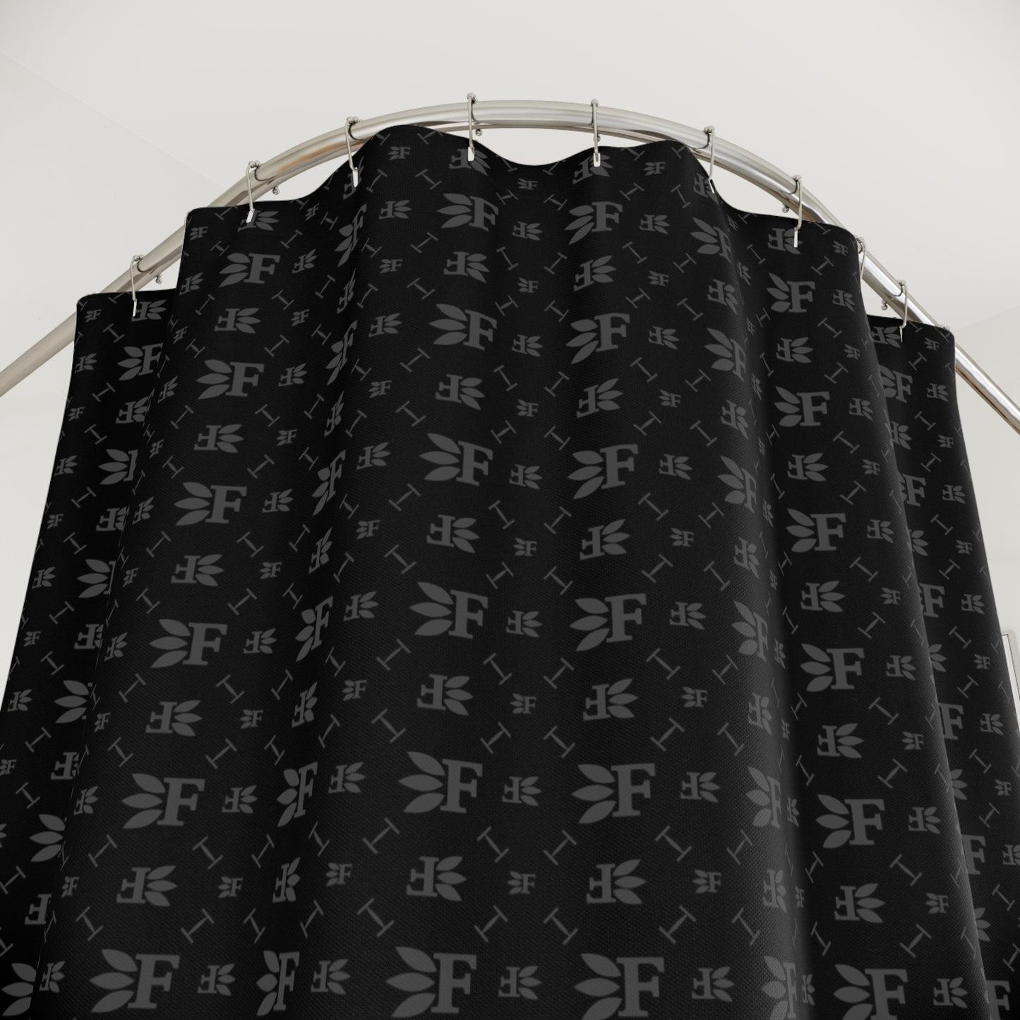 Forberz Shower Curtain - Black w/Silver Pattern - Classic