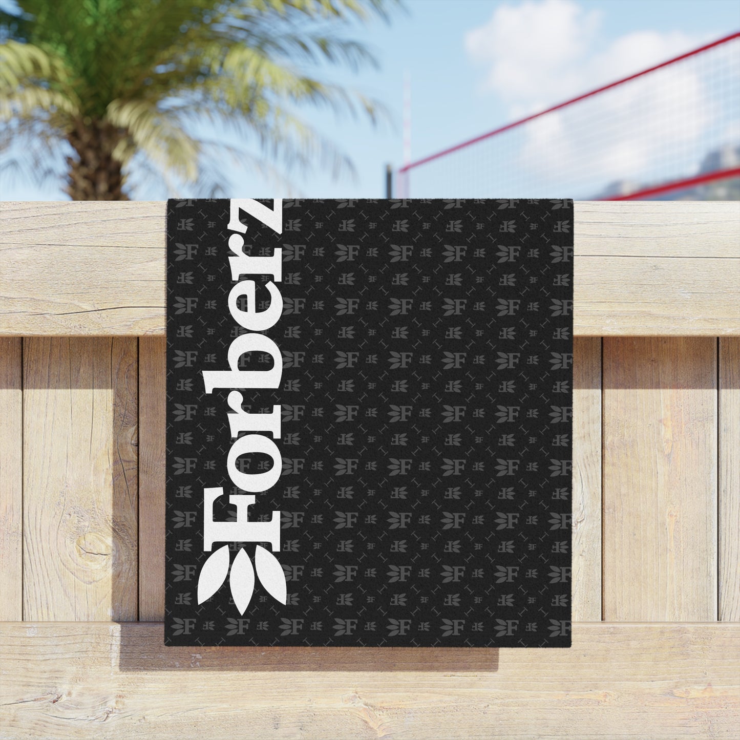 Forberz Beach Towel – Black w/Silver Pattern & Big Logo